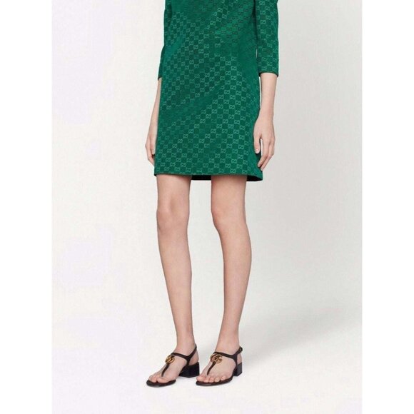 NEW Women's Double G Block Heel Thong Sandals Sz 37.5 EU - Picture 3 of 11